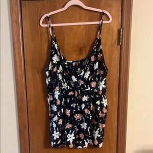 Floral Black and White Women's Romper